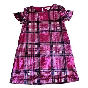 Peek Pink Plaid Velvet Lined Christmas Dress - Girls 10